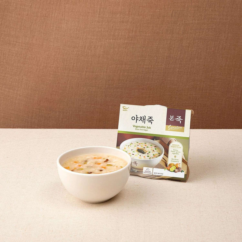 BONJUK Vegetable Juk(Porridge) Bowl - Korean soup stew Kfood, Hearty Breakfast Oat Meal – 9.5oz(270g), bowl type