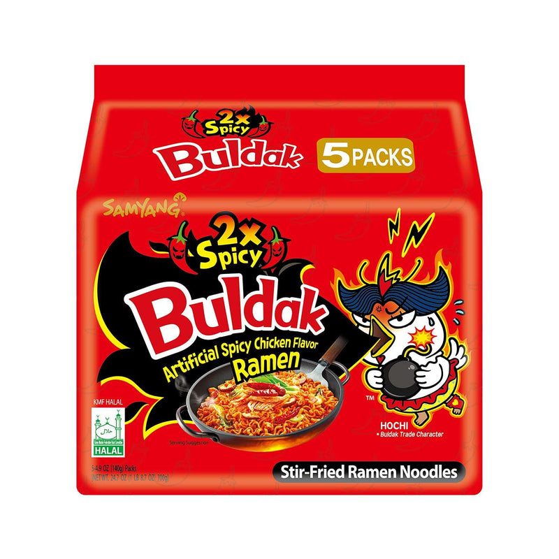 SAMYANG Buldak Chicken Flavor Ramen Noodles Multi 2xSpicy, 삼양 핵불닭볶음면 멀티 2x 매운맛 (153g) (Pack of 5)