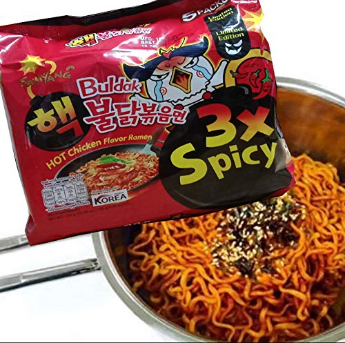 Samyang Buldak Jjajang Korean Spicy Hot Chicken Stir-Fried Noodles 4.94oz (Pack of 5)