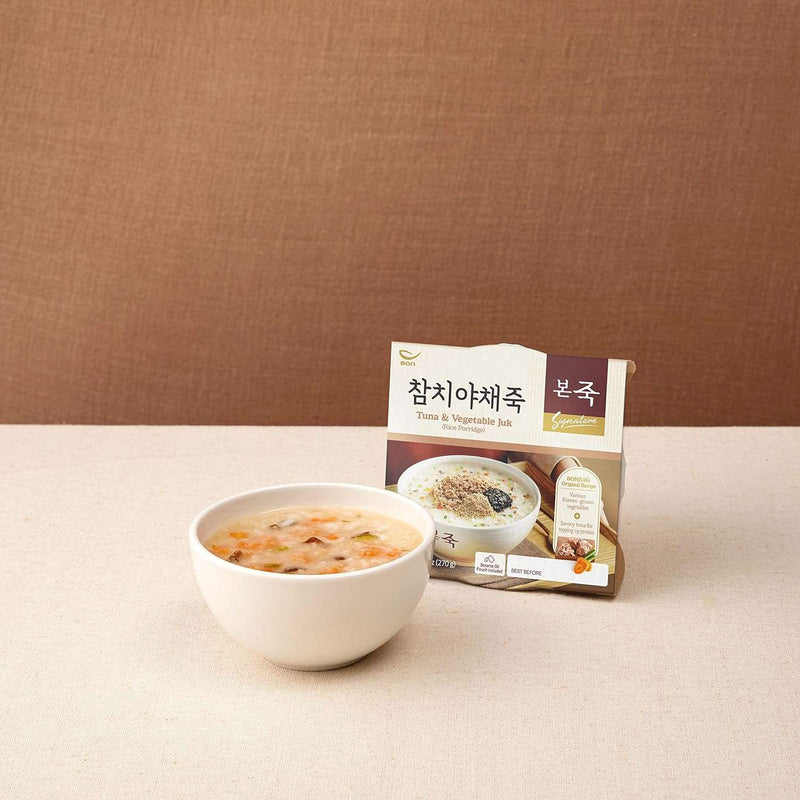 BONJUK Tuna & Vegetable Juk(Porridge) Bowl - Korean soup stew Kfood, Hearty Breakfast Oat Meal – 9.5oz(270g), bowl type