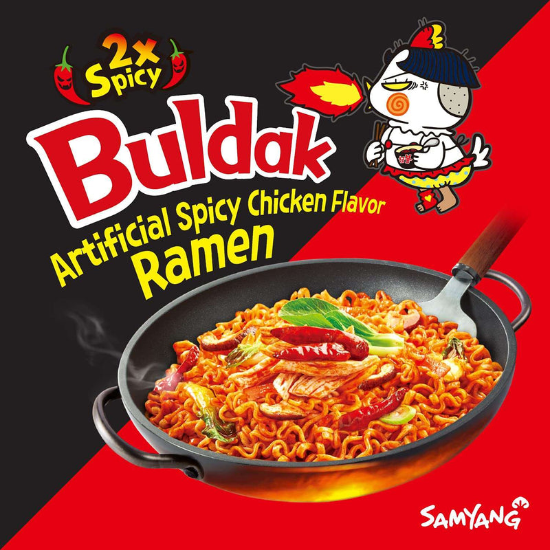 SAMYANG Buldak Chicken Flavor Ramen Noodles Multi 2xSpicy, 삼양 핵불닭볶음면 멀티 2x 매운맛 (153g) (Pack of 5)