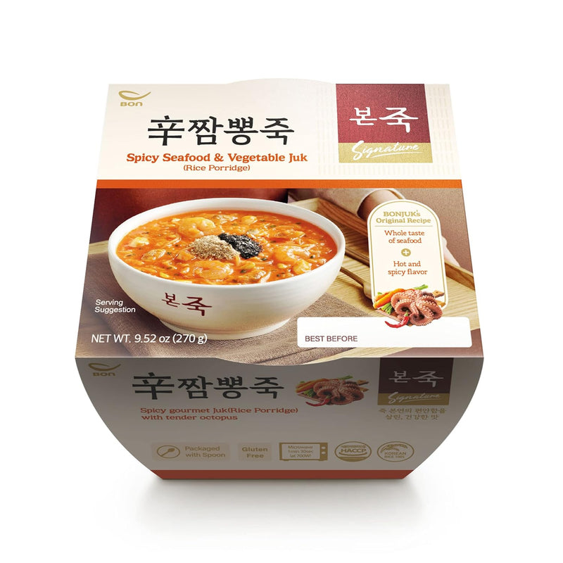 BONJUK Spicy Seafood & Vegetable Juk(Porridge) Bowl – 9.5oz(270g)
